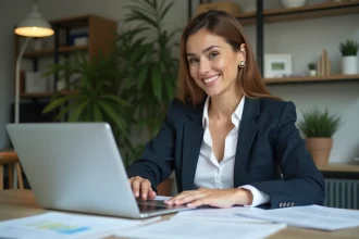 Femme professionnelle remplissant un formulaire en bureau