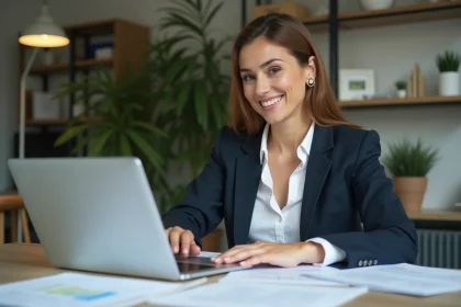 Femme professionnelle remplissant un formulaire en bureau