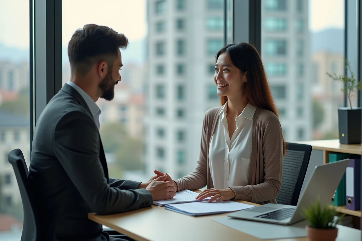 Femme discutant avec un conseiller bancaire au bureau
