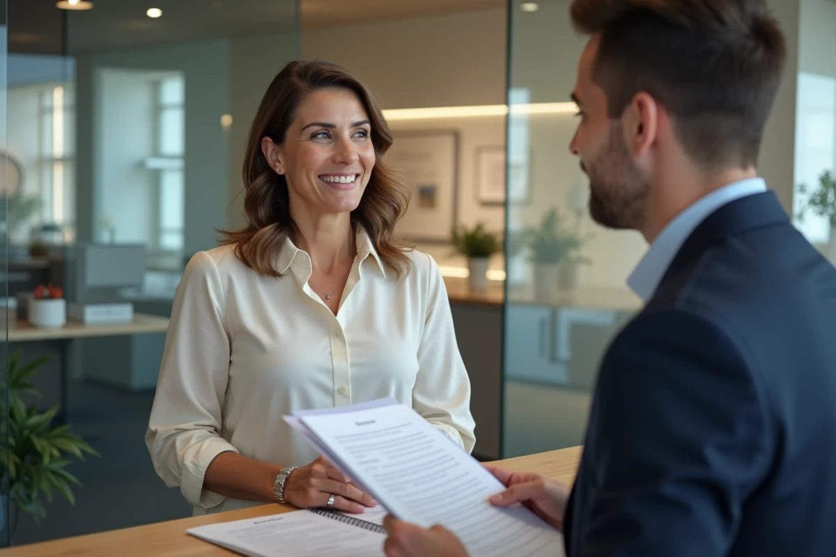 Femme d affaires discutant avec conseiller bancaire