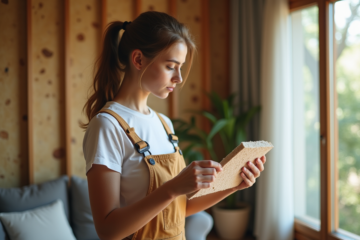 Jeune femme examinant un échantillon d