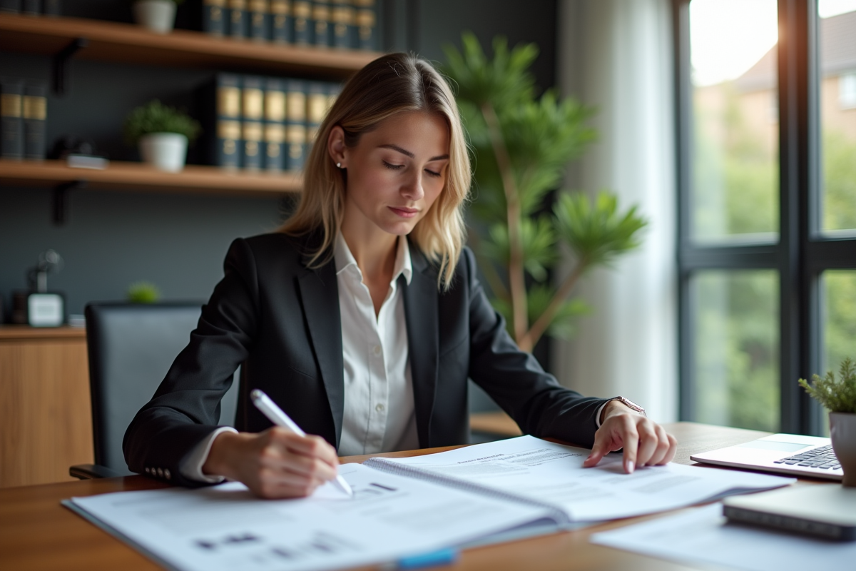Femme d affaires en bureau immobilier professionnel