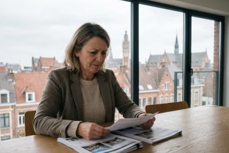 Femme d affaires étudie des rapports immobiliers à Lille